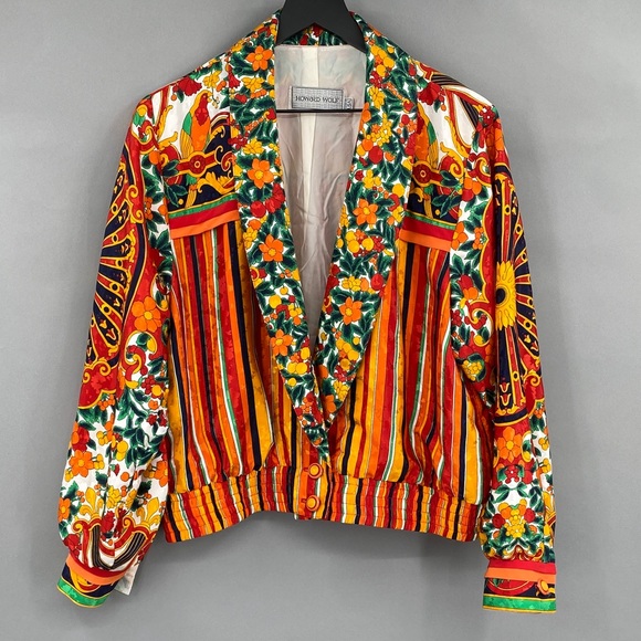 Howard Wolf Jackets & Blazers - Vintage Howard Wolf Colorful Floral Striped Jacket Maximalist Funky Bold Size 10
